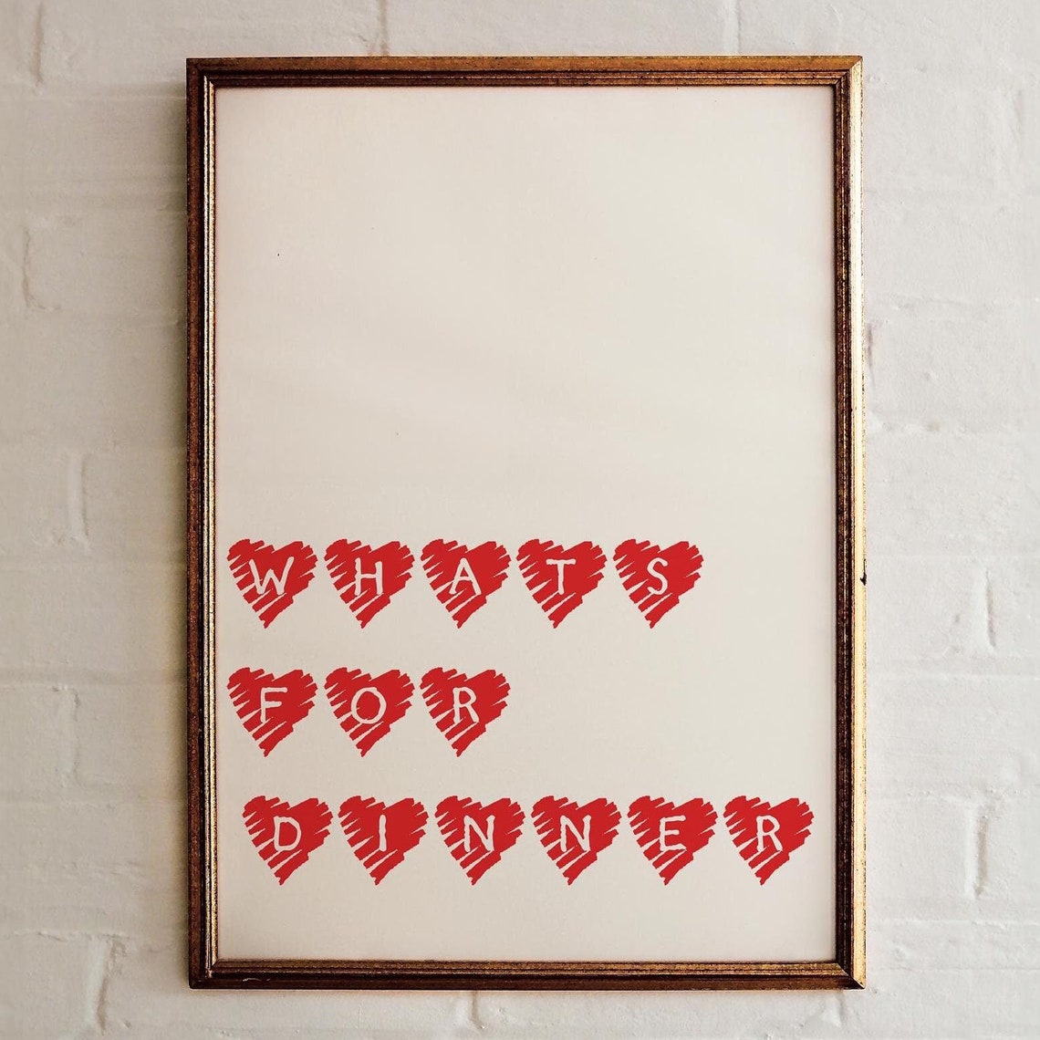 Whats For Dinner Red Heart Sketch Cute Fun Kitchen Wall Poster - Image 2