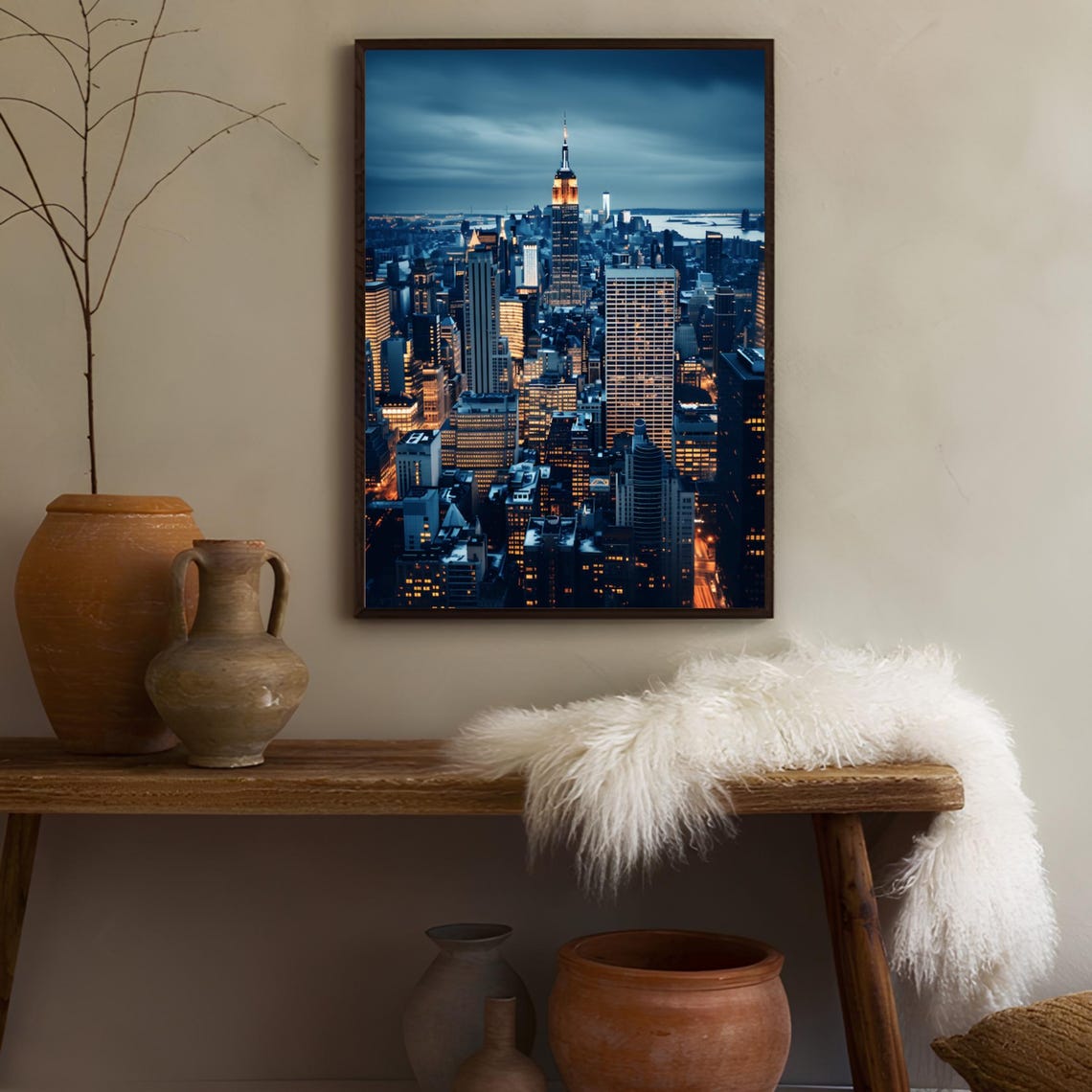 New York City Night Skyline Poster with the Empire State Building - Image 3