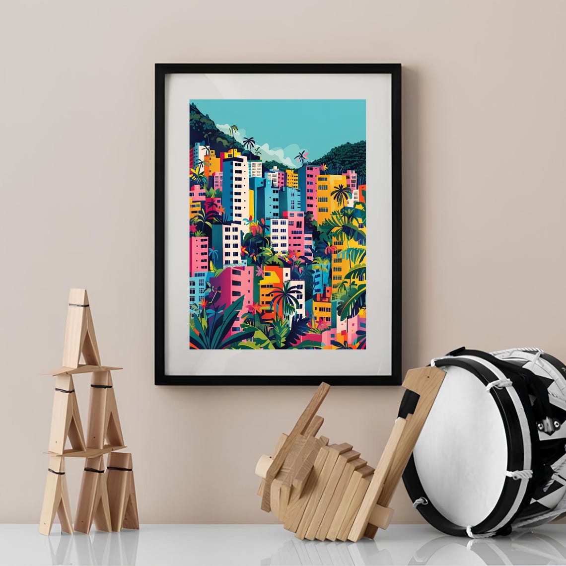 Caracas Venezuela Colorful Hillside City Pop Art Skyline Poster - Image 2