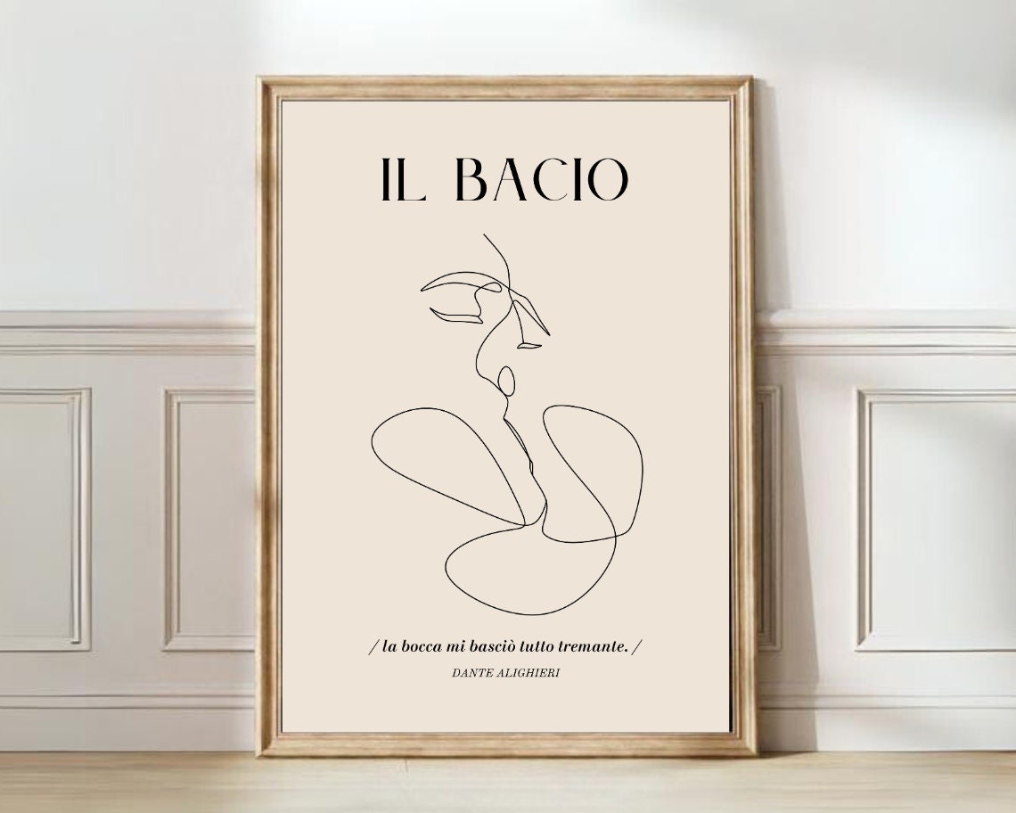 Il Bacio Kiss Dante Alighieri Minimalist Line Art Love Poster