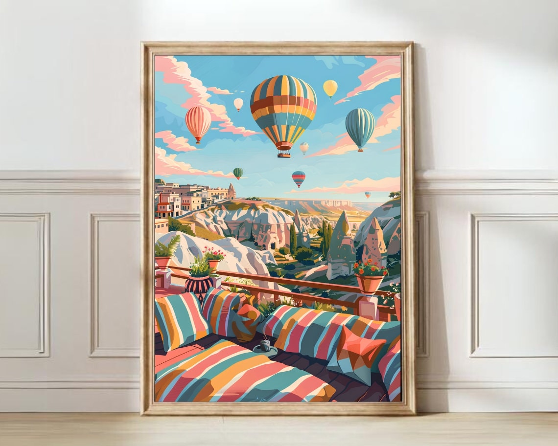 Cappadocia Illustration, Turkey Travel Poster