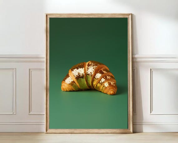 Green Croissant Print Glitter Croissant Disco Croissant Poster Green Pop Art Croissant Print Funky Croissant Print Eclectic Print Winter