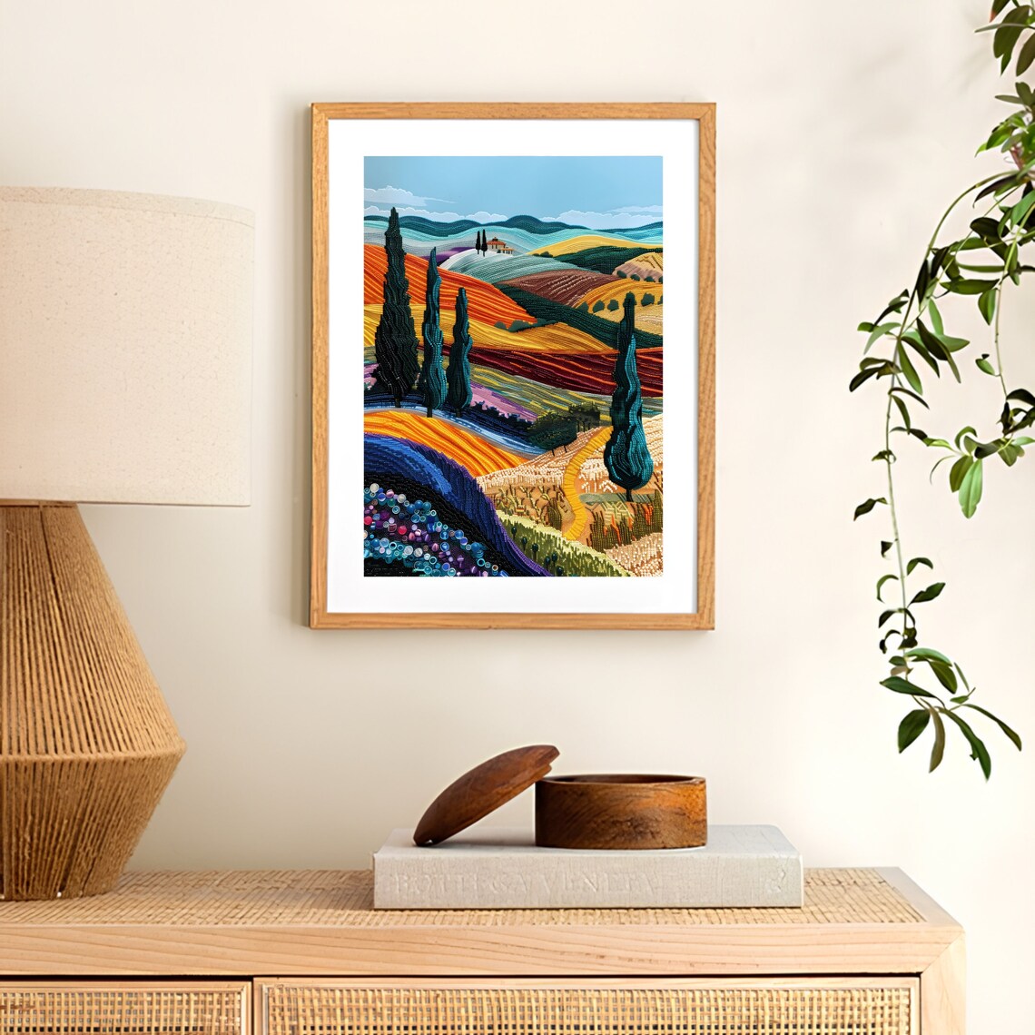Tuscany Mosaic Travel Poster, Eclectic Italy Art Print - Image 3