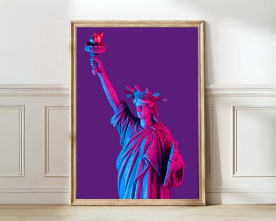 Maximalist Print Altered Art Maximalist Poster Statue Of Liberty Print Maximalist Poster Eclectic Gallery Funky Wall Art Colorful Print