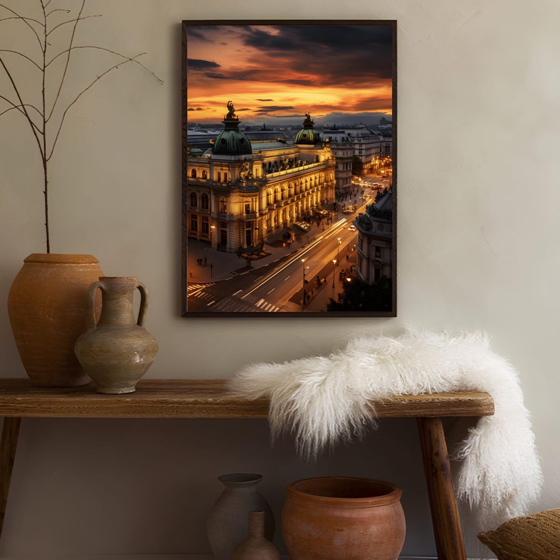 Vienna Grand Opera House At Sunset Dramatic Skyline View Poster - Image 3