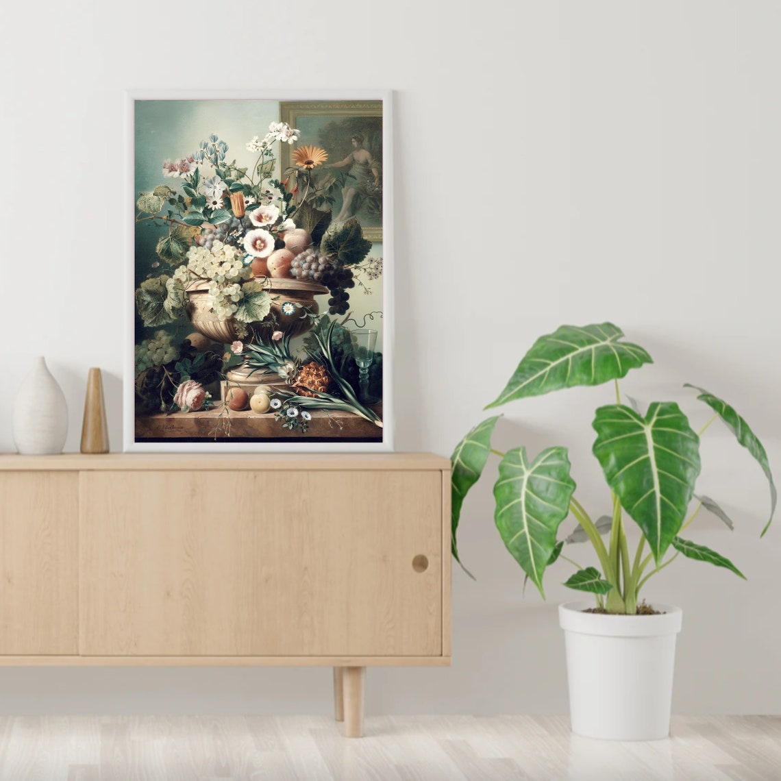Vintage Flower Painting Eclectic Flower Painting Flower Bouquet Print Eclectic Print Eclectic Gallery Print Pink Flowers Print Farmhouse Art - Image 2