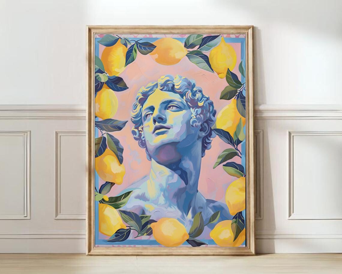 Greek God Print, Matisse-Inspired Colorful Illustration