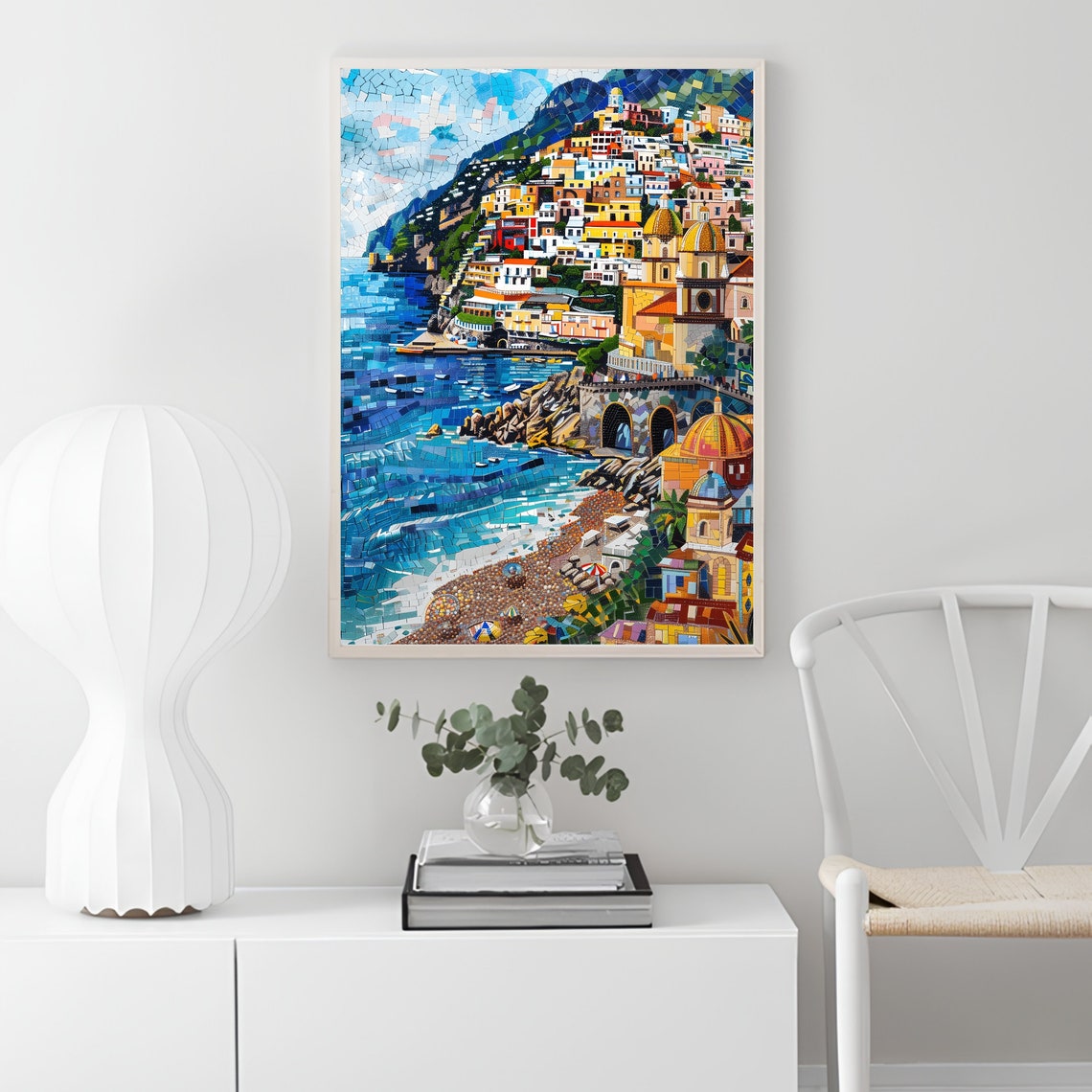 Amalfi Coast Mosaic Tile Art Colorful Seaside Town Scene Poster - Image 3