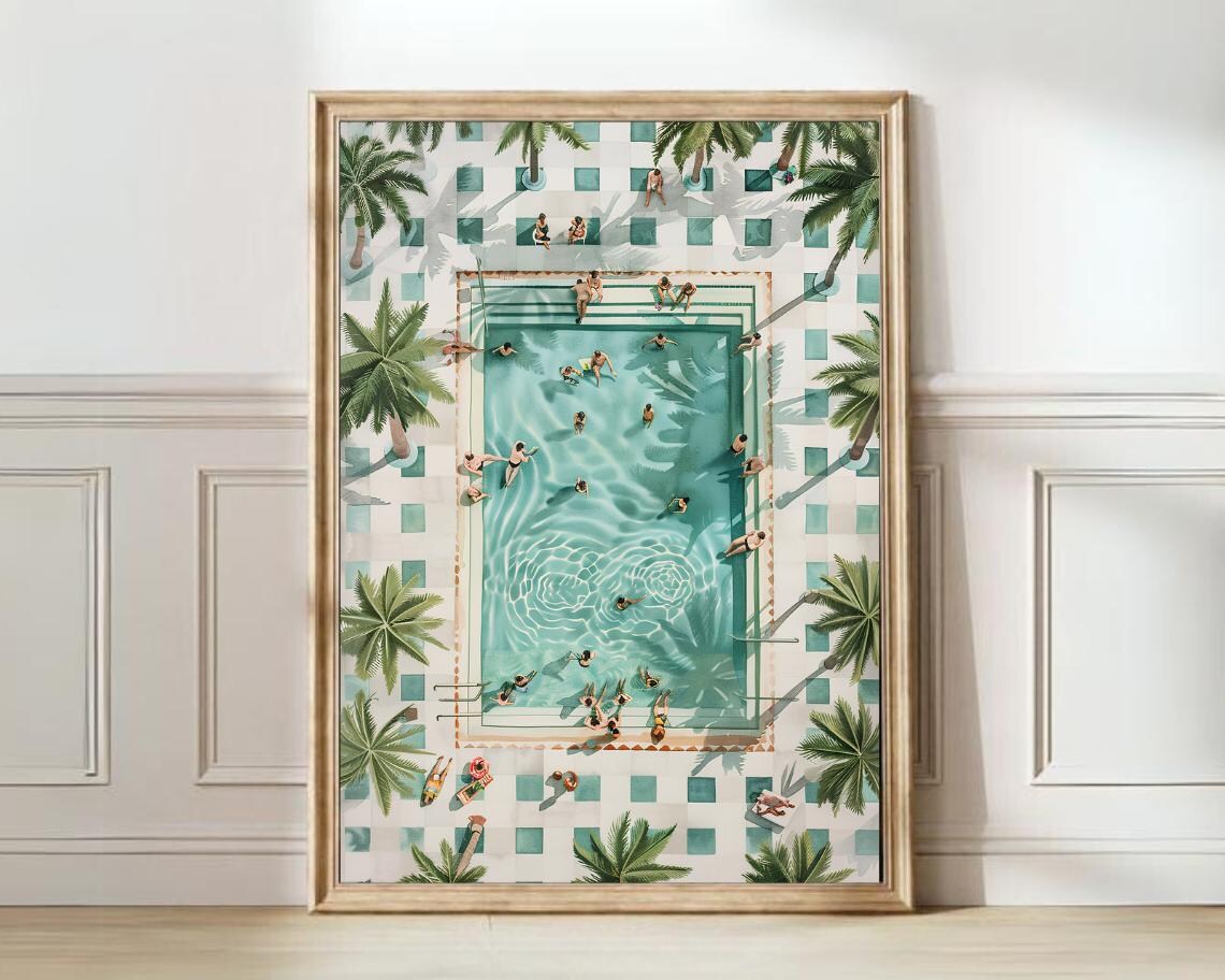 Swimming Pool Watercolor Vacation Art Print