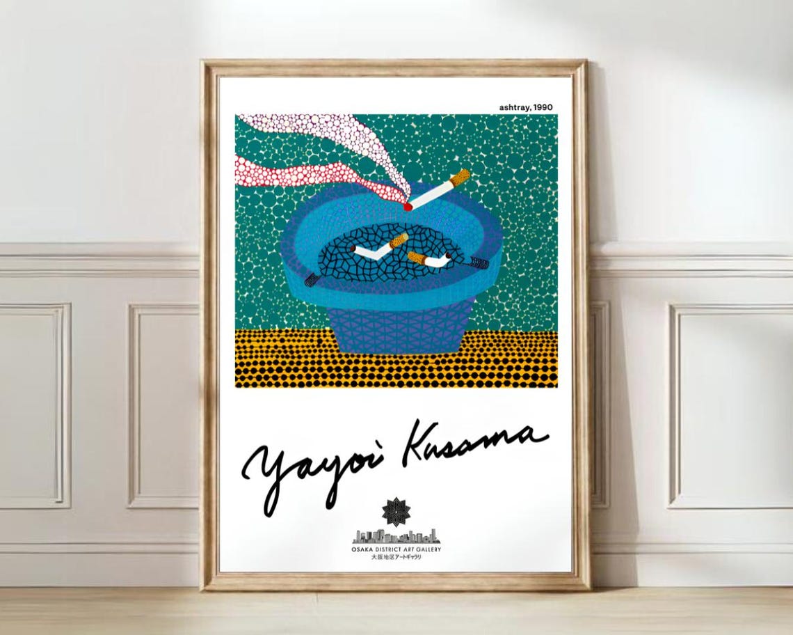 Yayoi Kusama Ashtray 1990 Exhibition Blue Dot Pop Art Poster