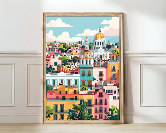 Mexico City Colonial Cathedral Colorful Architecture Art Poster