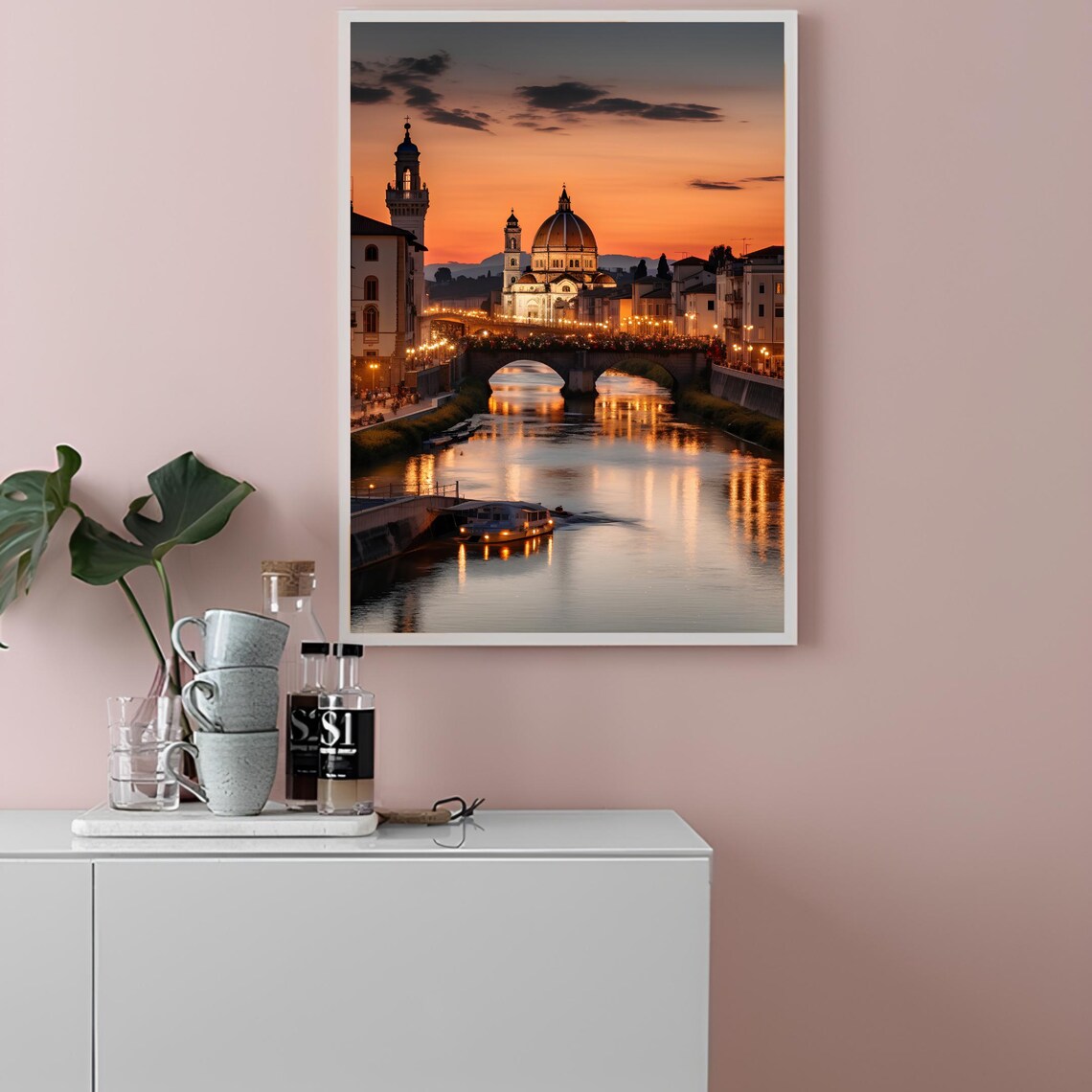 Florence Italy Travel Poster, Ponte Vecchio Print - Image 2