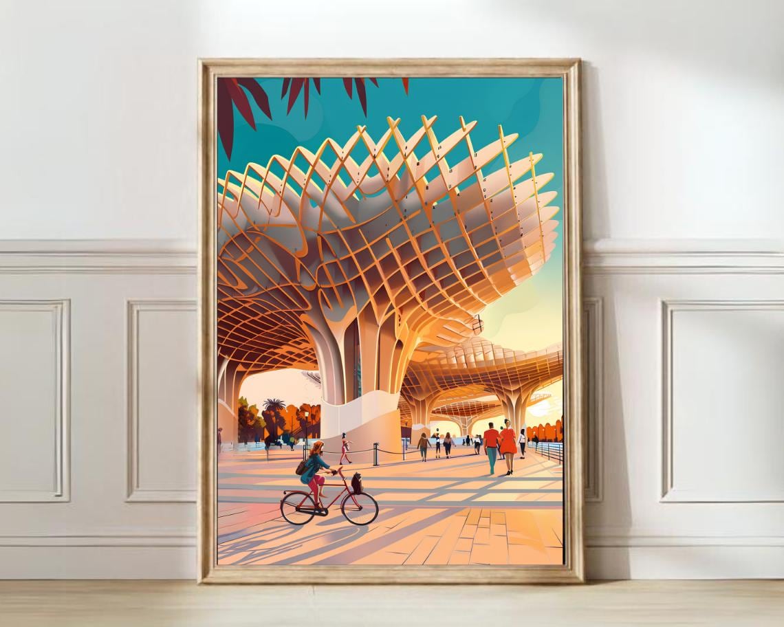 Seville Las Setas Metropol Parasol Wooden Canopy Sunset Poster