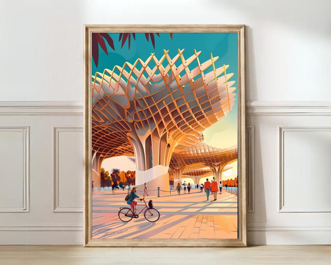 Seville Print Sevilla Illustration Las Setas Print Seville Mushroom Print Spain Travel Poster Sevilla Poster Andalusia Print Seville Gift