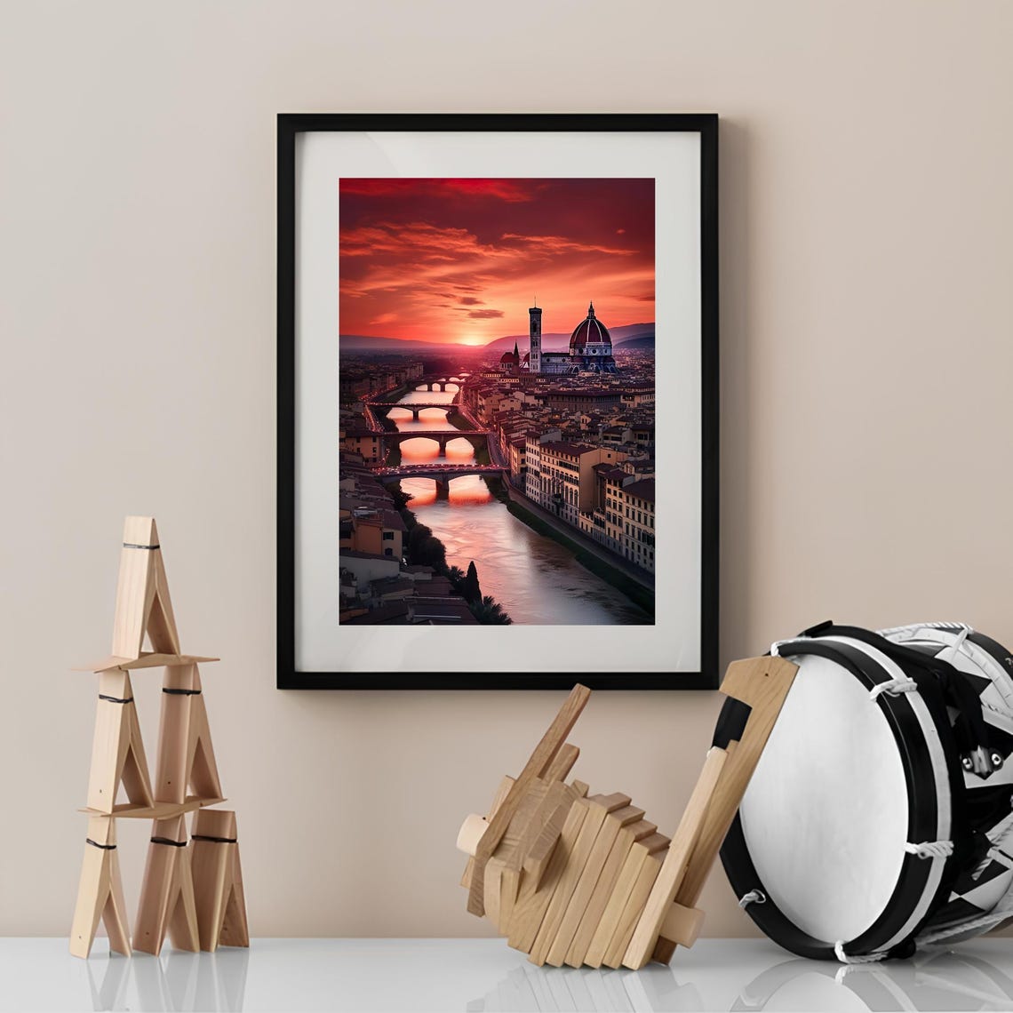 Florence Italy Sunset Poster Overlooking the Arno River and Duomo - Image 2