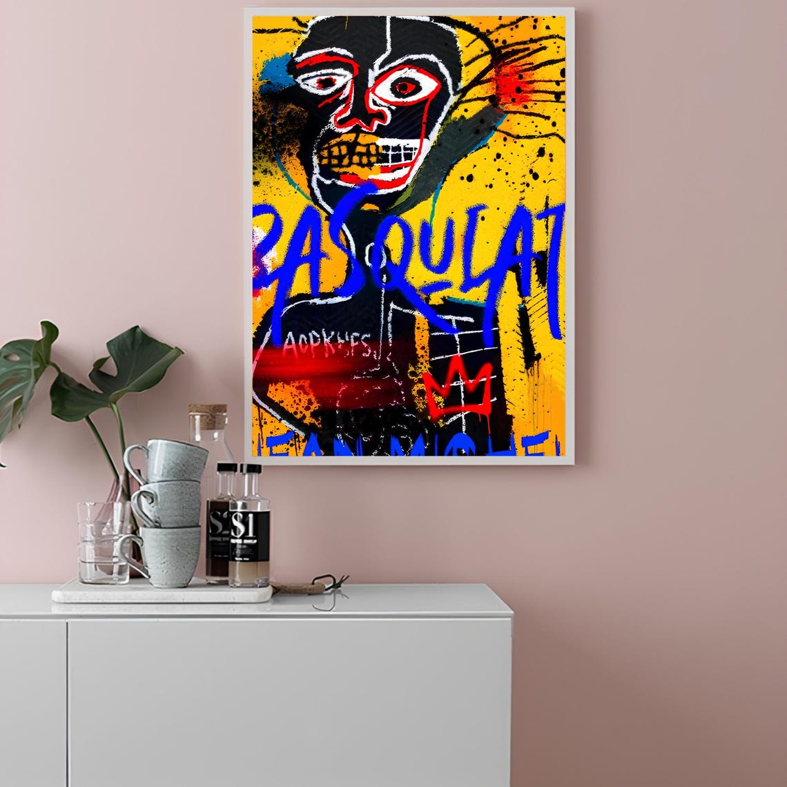 Basquiat Graffiti Portrait Yellow Expressionist Exhibition Art Poster - Image 2