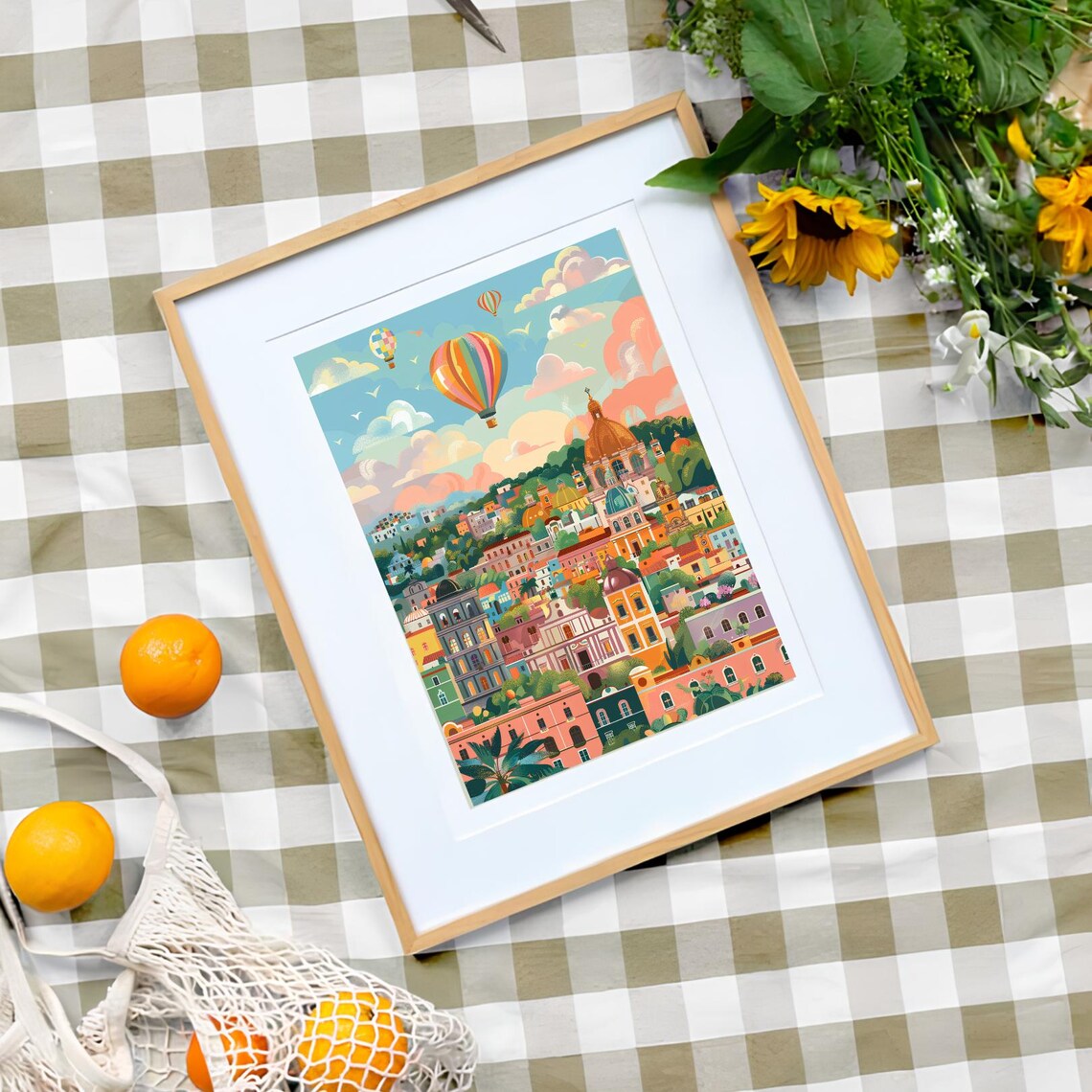 Mexico City Hot Air Balloons Over Colorful Colonial Skyline Poster - Image 3