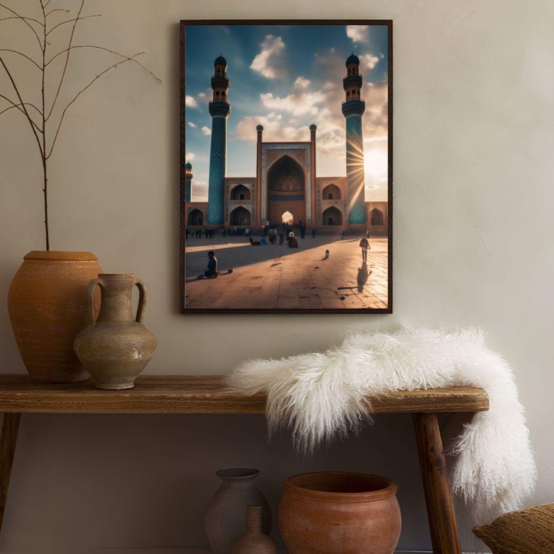 Herat Blue Minarets Mosque Courtyard At Sunset Afghanistan Poster - Image 2