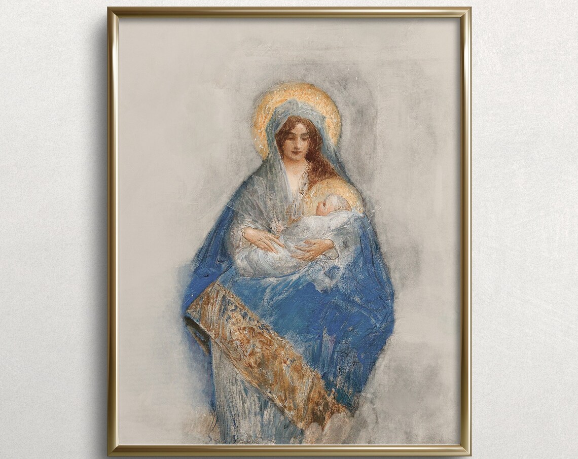 Virgin Mary and Child Madonna Religious Art Print