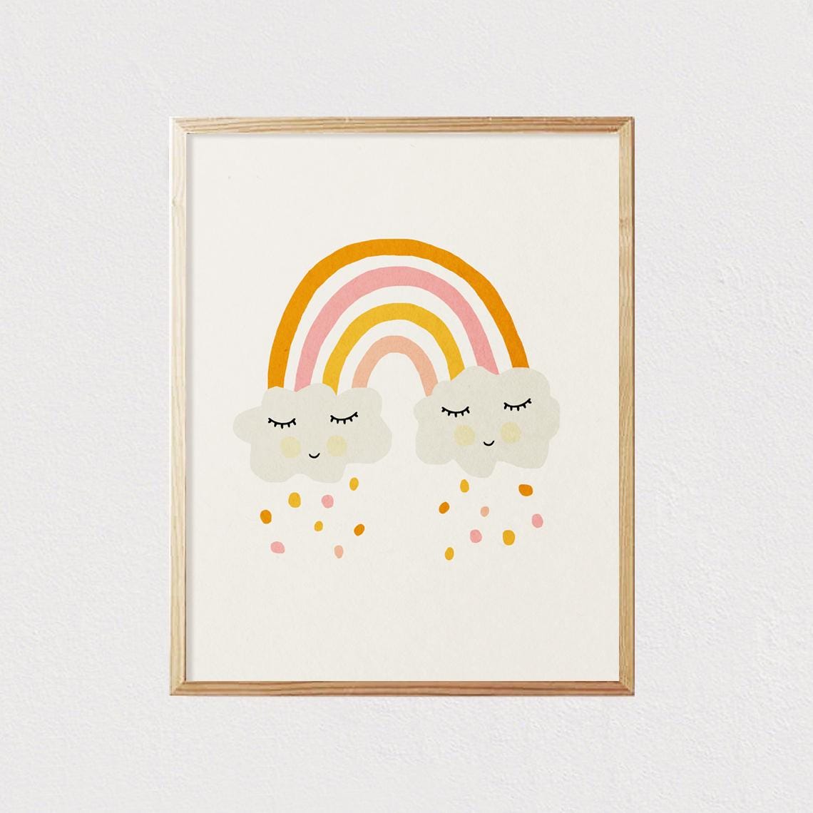 Smiling Cloud Rainbow Arch Warm Nursery Kids Boho Decor Poster - Image 2