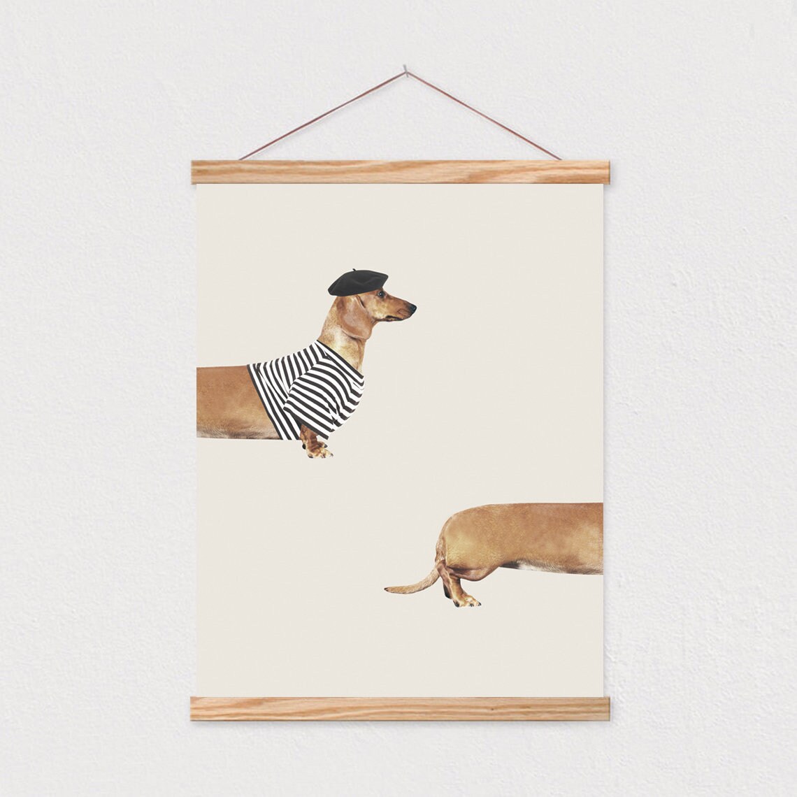 Parisian Dachshund Beret Stripe Shirt Cute French Dog Poster - Image 2