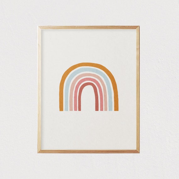 Rainbow Mid Century Modern Kids Wall Art Childrens Wall Art Kids Room Decor Nursery Room Interior Decor 16x20