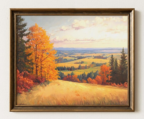 Willamette Valley Autumn Landscape Oil Painting Wall Art 721