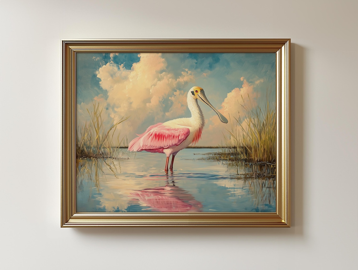 Roseate Spoonbill Vintage Bird Art Print
