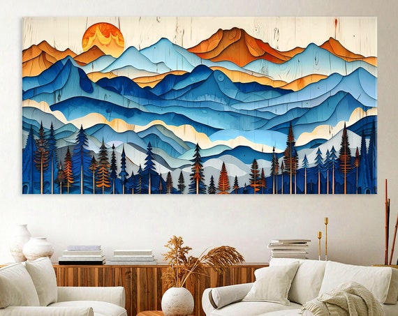 Wall Art Mountain Wall Art Living Room Decor Abstract Mountain Wall Art Texture Print Extra Large Wall Art