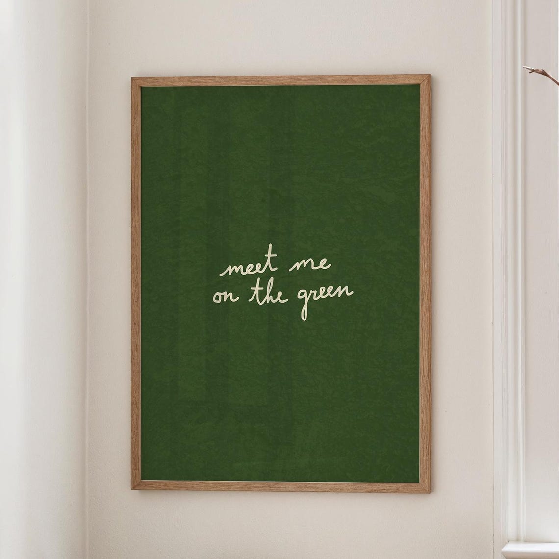 Meet Me On The Green Golf Script Deep Green Minimalist Poster
