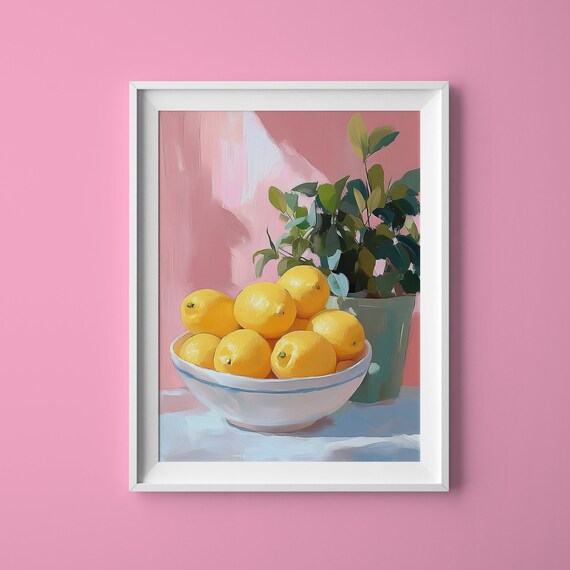Pastel Lemons In Sunlight Lemons Poster Lemons Illustration Lemons Print Art Still Life Lemons Citrus Wall Art Lemon Kitchen Art Print