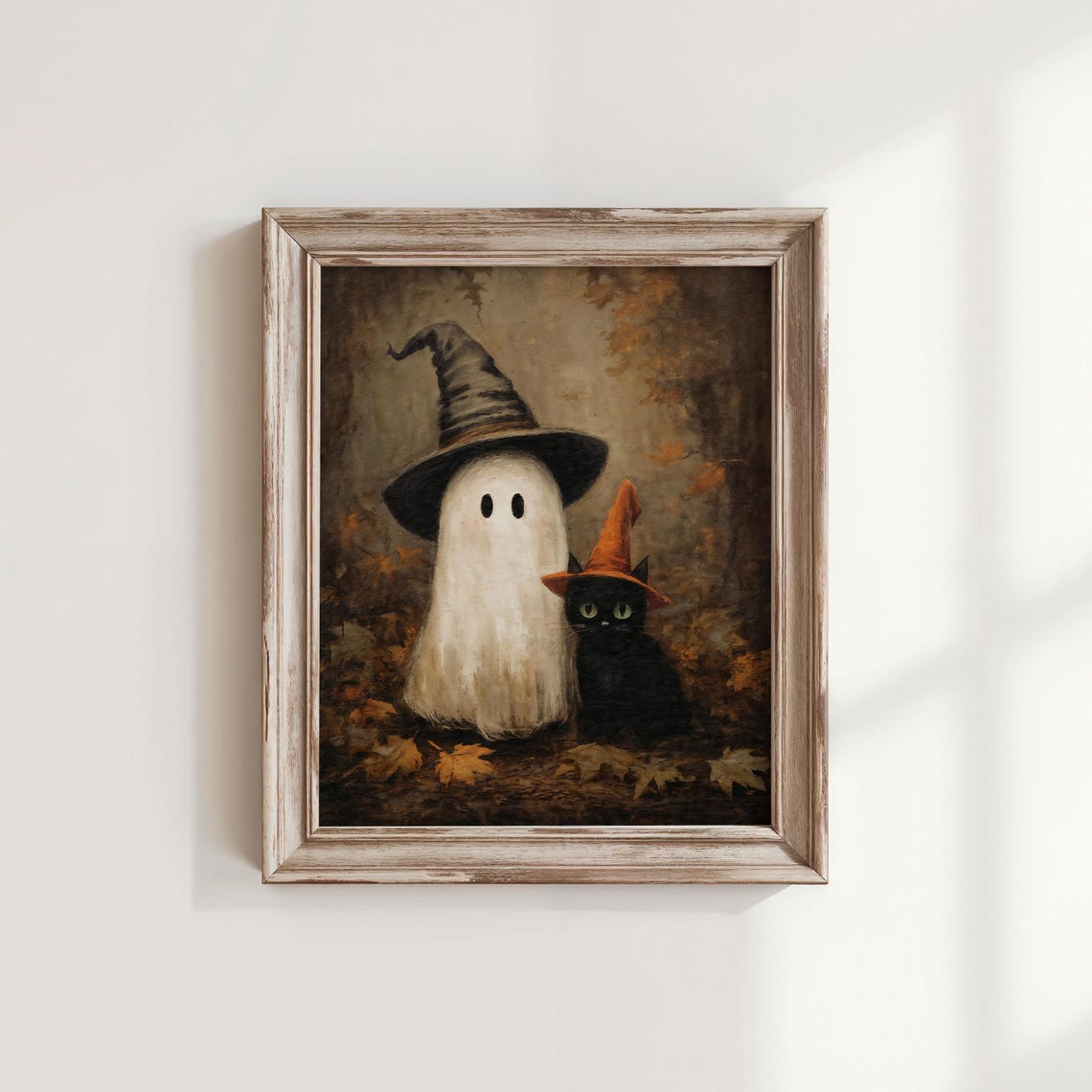 Vintage Halloween And Cat Art Print Dark Academia