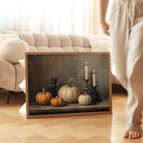 Vintage Halloween Ornament Print Rustic Gothic Wall Art