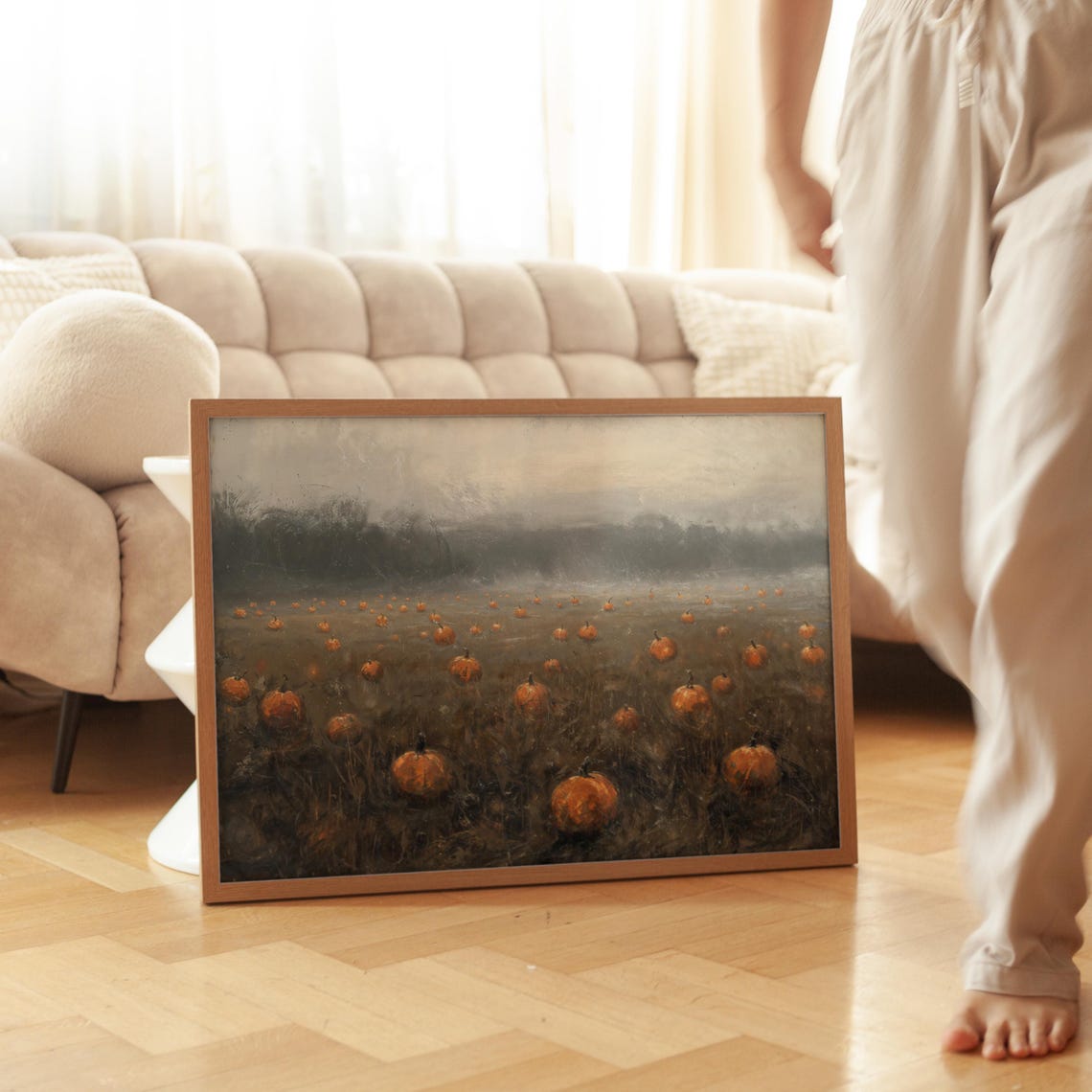 Misty Pumpkin Patch Moody Autumn Fog Gothic Halloween Art Print