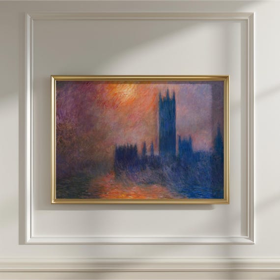 Claude Monets Houses Of Parliament Sunset Vintage Art Print