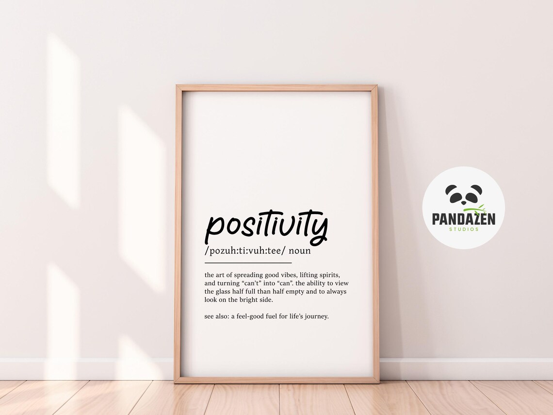 Positivity Definition Inspirational Typography Print Uplifting Good Vibes Wall Decor - Image 4