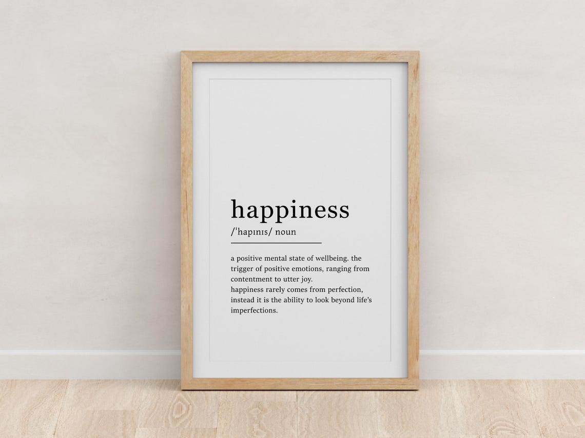 Happiness Definition Positive Mental State Wellbeing Quote Poster - Image 5