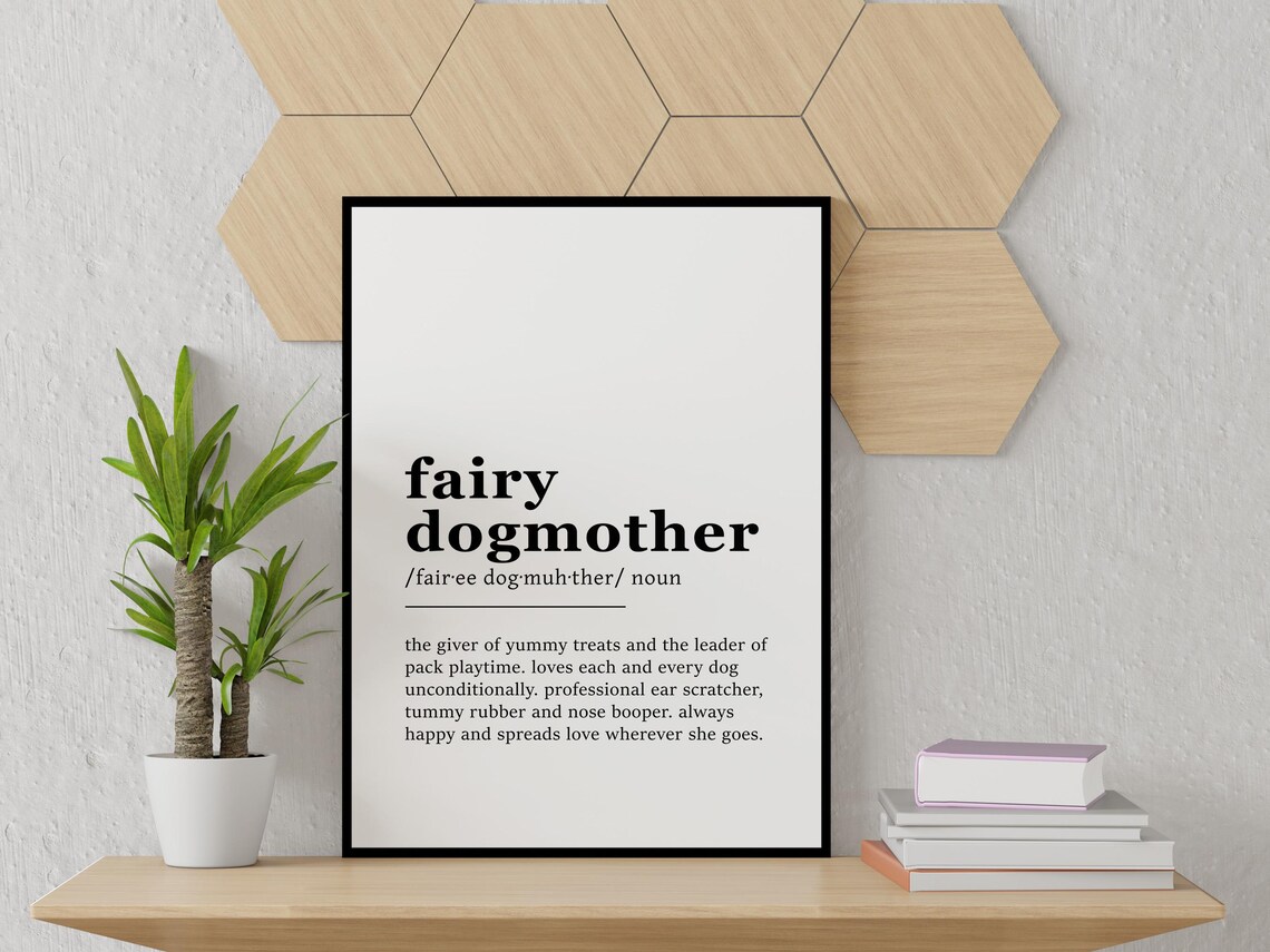 Fairy Dogmother Definition Funny Typography Print Gift for Dog Sitters and Walkers - Image 2