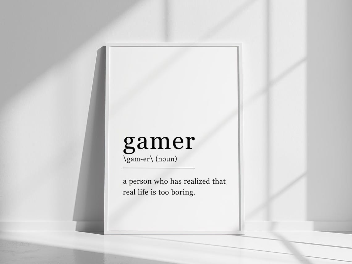 Gamer Dictionary Definition Funny Video Game Room Quote Poster