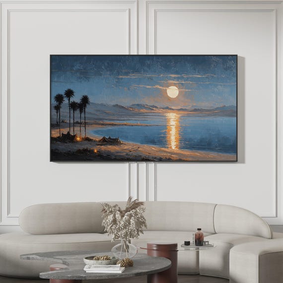 Desert Samsung Frame Tv Palm Trees Night