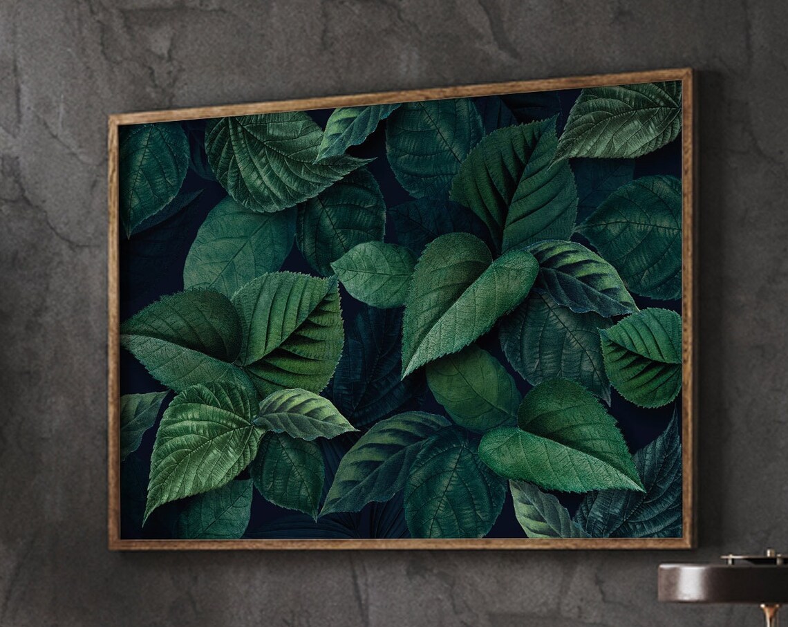 Dark Green Leaves Photography Lush Tropical Foliage Nature Poster