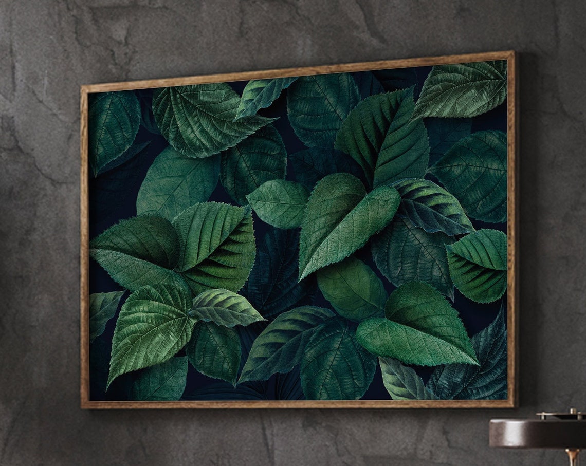 Tropical Leaf Print Decor Botanical Wall Art Prints Green Leaves Neutral