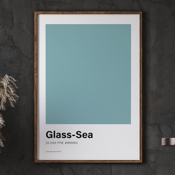 Glass Sea Color Palette Swatch Minimalist Teal Blue Art Poster