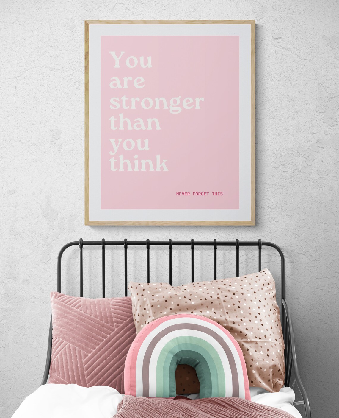 You Are Stronger Than You Think Pink Motivational Quote Poster - Image 2
