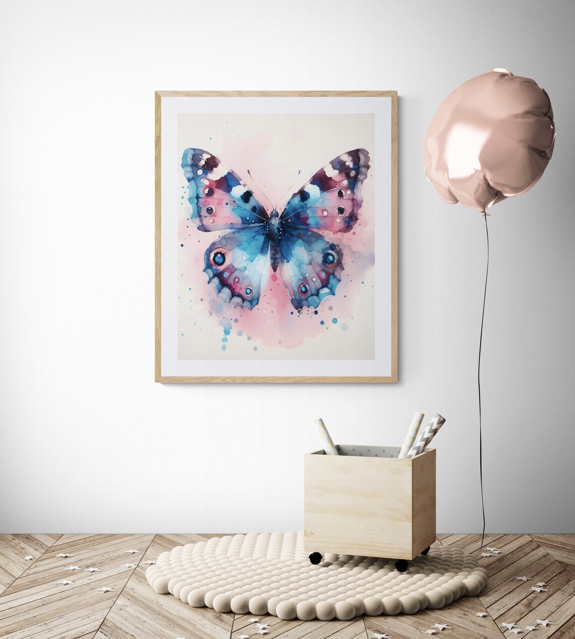 Butterfly Watercolour Nursery Decor Art Print - Image 4