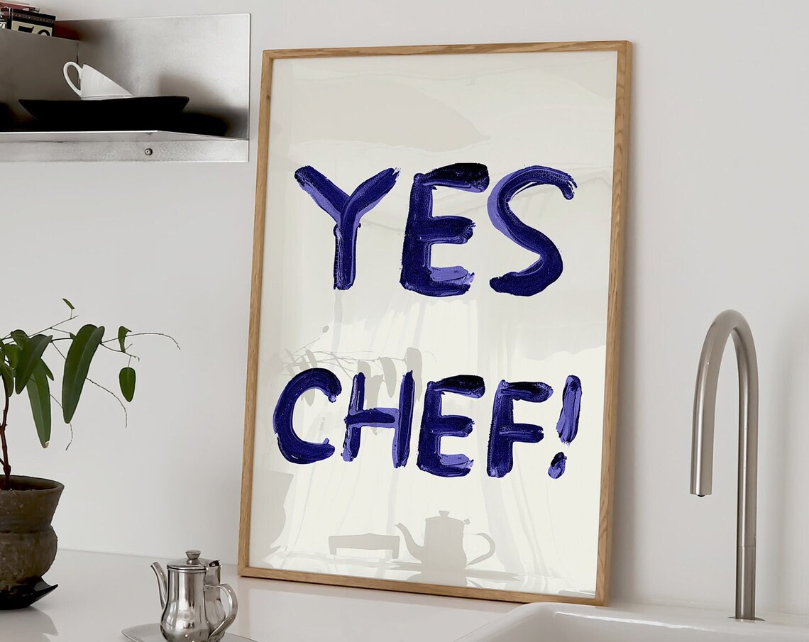 Yes Chef Kitchen Minimalist Cooking Art Print