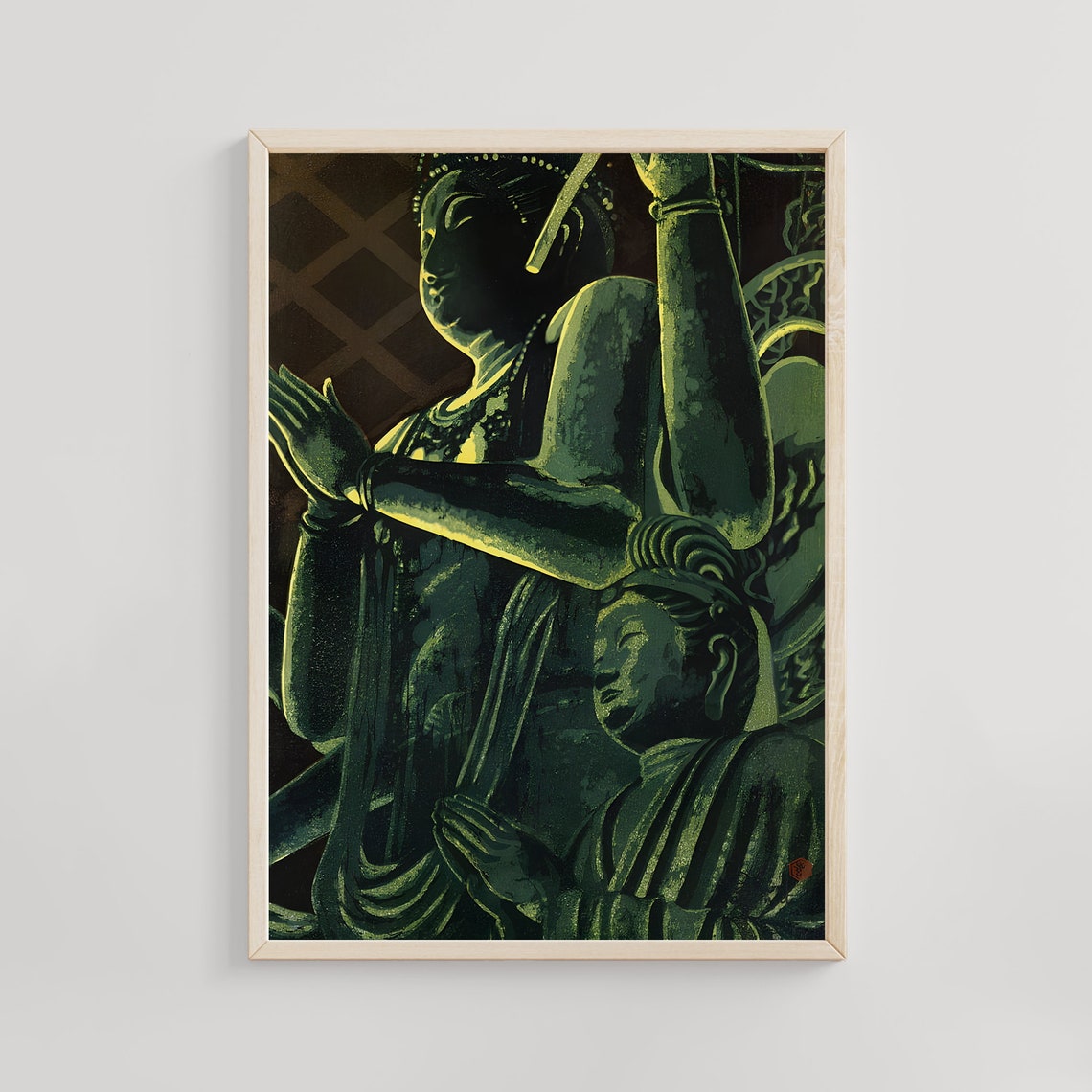 Shiro Kasamatsu Sangatsudo Temple Bronze Buddha Woodblock Poster