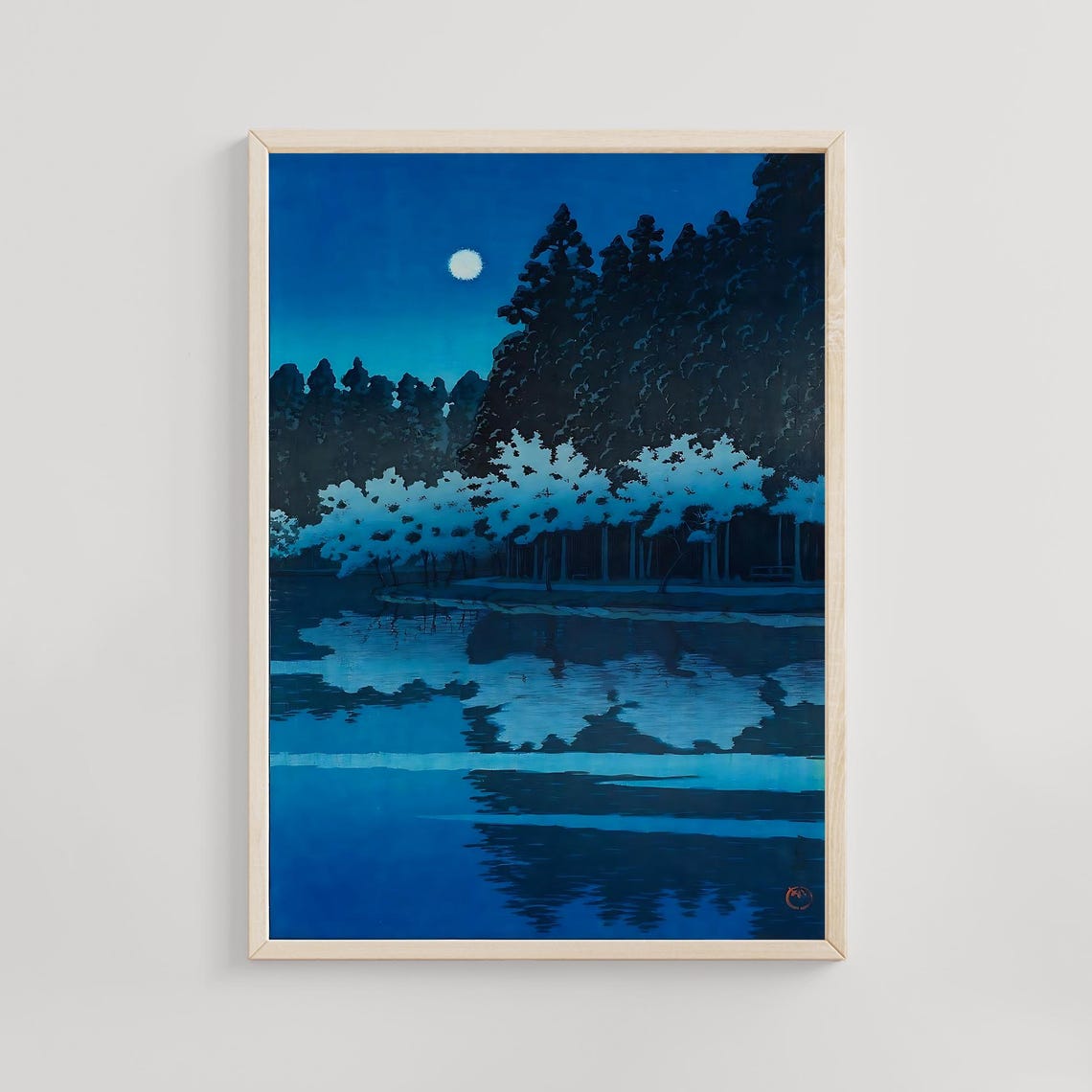 Kawase Hasui Spring Night Inogashira 1930s Moonlit Cherry Poster