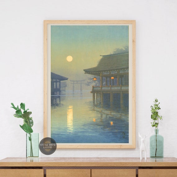 Misty Moon At Miyajima, Ukiyo-E Japanese Art Print