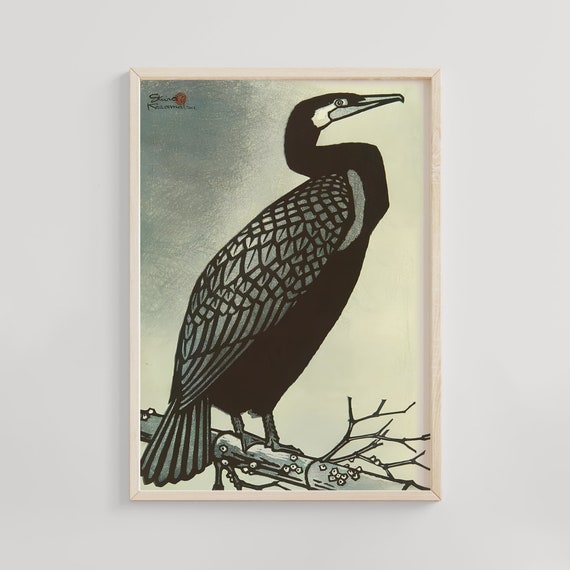 Cormorant Unotori Kasamatsu Shiro Art Print Japanese Ukiyoe Bird Fishing Scene Wall Decor